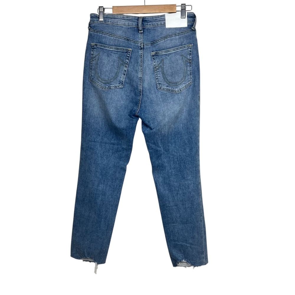 True Religion Starr Jeans Women Mid Rise Cropped Straight Bite Out Hem 30 - Picture 4 of 13